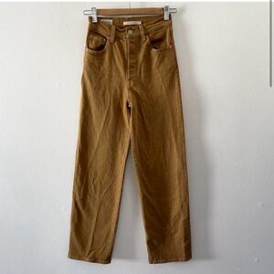 Levis Jeans Womens 23 Tan Ribcage Straight High Rise Cotton